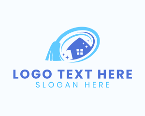 Cleaner - Housekeeping Broom House logo design