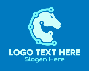 Web Hosting - Blue Horse Tech Circuit logo design