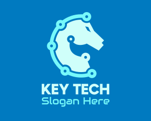 Blue Horse Tech Circuit logo design