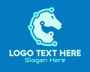 Web Host - Blue Horse Tech Circuit logo design