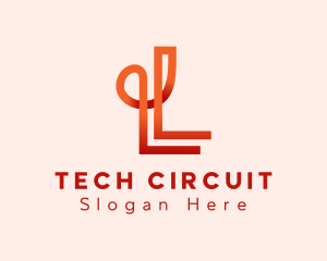 Circuitry - Loop Parallel Circuitry Letter L logo design