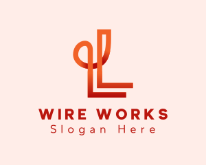 Wire - Loop Parallel Circuitry Letter L logo design