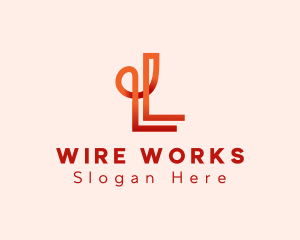 Wire - Loop Parallel Circuitry Letter L logo design