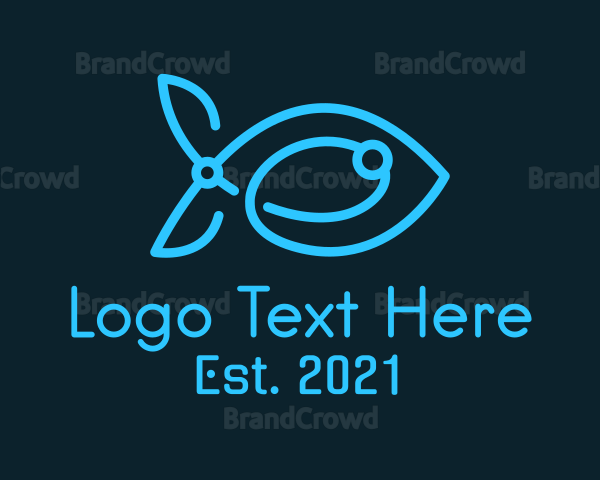 Blue Circuit Tech Fish Logo