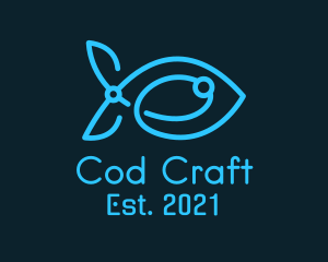 Cod - Blue Circuit Tech Fish logo design