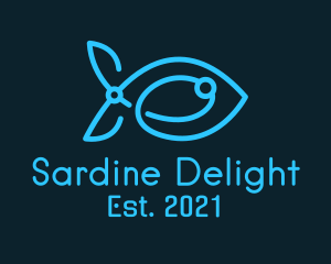 Sardine - Blue Circuit Tech Fish logo design