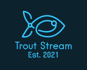 Trout - Blue Circuit Tech Fish logo design