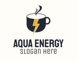 Coffee Lightning Bolt Energy logo design