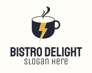 Coffee Lightning Bolt Energy logo design