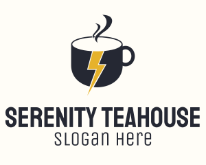 Coffee Lightning Bolt Energy logo design