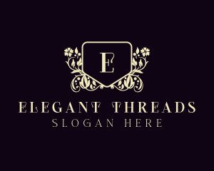 Flower Elegant Shield logo design