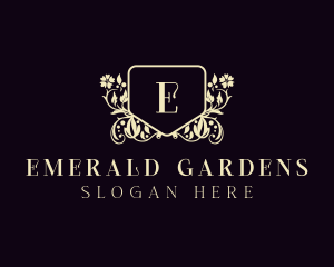 Flower Elegant Shield logo design