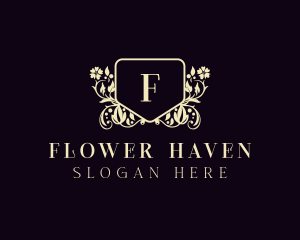 Flower Elegant Shield logo design