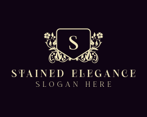 Flower Elegant Shield logo design