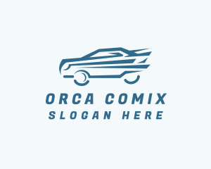 Drag Racing - Blue Car Transport logo design
