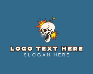 Exciting - Explosive Skull Bomb logo design