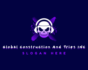 Record Label - Gaming Skull Headset logo design