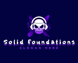Rock Band - Gaming Skull Headset logo design