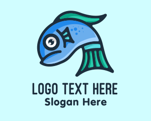 Sardine - Sad Blue Fish logo design