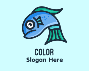 Trout - Sad Blue Fish logo design