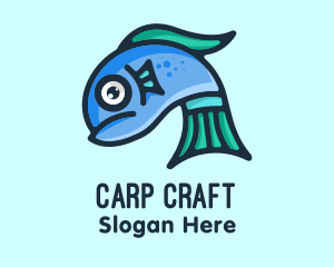 Carp - Sad Blue Fish logo design