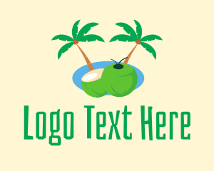 Tropical Coconut Fruit  Logo