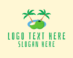 Coco Water - Tropical Coconut Fruit logo design