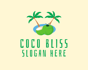 Tropical Coconut Fruit  logo design