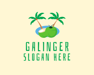 Coconut Drink - Tropical Coconut Fruit logo design