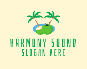 Hawaiian - Tropical Coconut Fruit logo design
