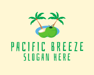 Tropical Coconut Fruit  logo design