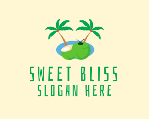 Resort - Tropical Coconut Fruit logo design