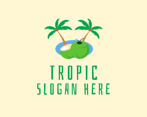 Tropical Coconut Fruit  logo design