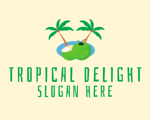 Tropical Coconut Fruit  logo design