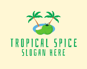 Tropical Coconut Fruit  logo design