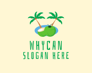 Beach Resort - Tropical Coconut Fruit logo design