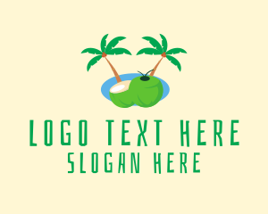 Tropical Coconut Fruit  Logo