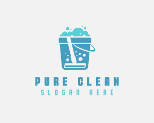 Bubble Bucket  Sanitary Cleaning logo design