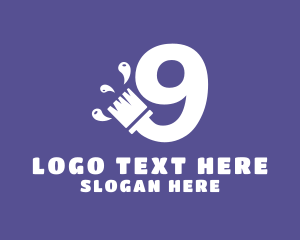 Number 9 - Artistic Paintbrush Number 9 logo design