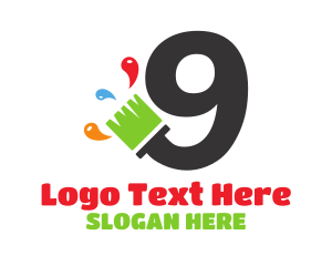 Printing Press - Artistic Paintbrush Number 9 logo design