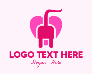 Romantic - Pink Heart Plug logo design
