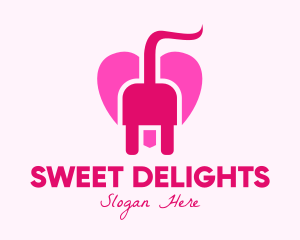 Pink Heart Plug logo design