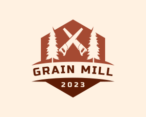Mill - Pine Tree Saw Carpentry logo design