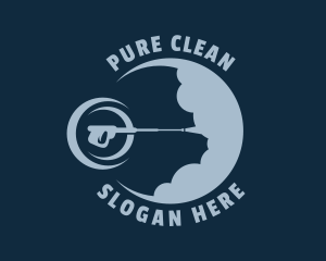 Blue Pressure Washing Cloud  logo design