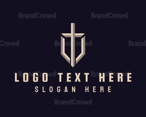 Sword Shield Letter T Logo