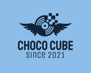 Music - Blue Pixel Disc logo design