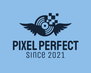 Blue Pixel Disc  logo design