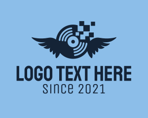 Interactive - Blue Pixel Disc logo design