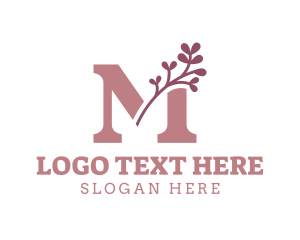 Scrapbooking - Elegant Leaf Letter M logo design