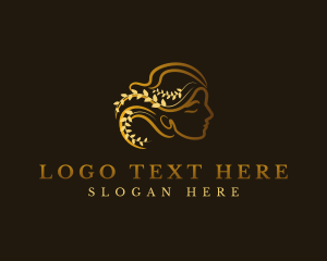 Botanical - Golden Luxury Goddess logo design